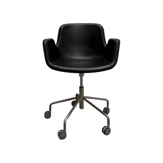 Lapalma Pass Easy Chair – Black Leather, 5-Star Castor Base