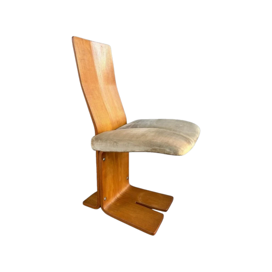 Linea Disegno Chair by Gastone Rinaldi for Rima, 1970s – Beechwood, Original Champagne Velvet