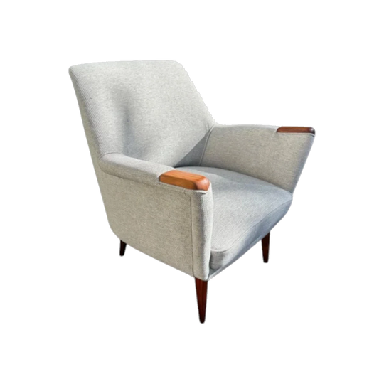 New Style Upholstery Armchair, c.1965, Botany Sydney – Restored, Warwick Fabrics Noyack Mist
