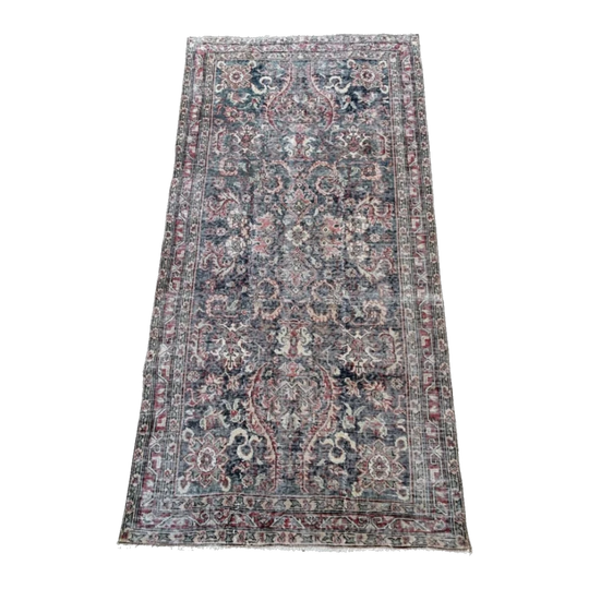 Elsie Scatter Rug – Teal and Blue-Green with Geometric and Floral Pattern, 113 x 213 cm