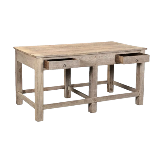 KITCHEN WORK TABLE VINTAGE TEAK 2 DRAWER