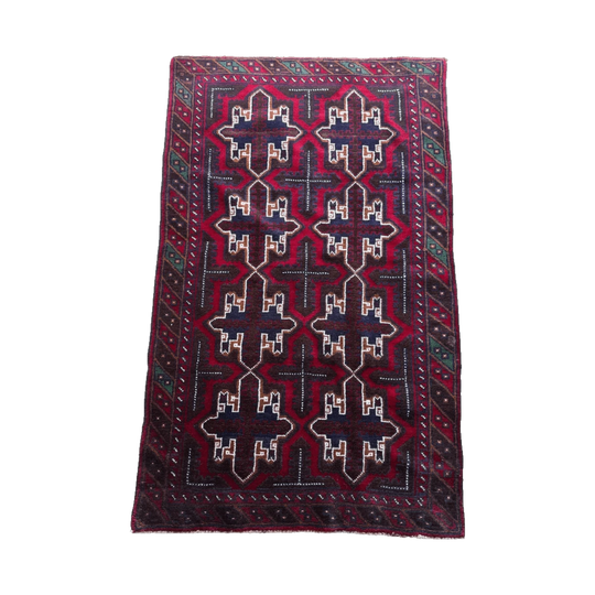 Vintage Hand-Knotted Afghan Kazak Rug (145 x 89 cm)