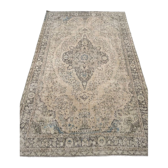 'Holly' Traditional Medallion Rug – Sea Mist Yellow‑Green with Grey, Sky Blue, Olive & Khaki Accents – 216 x 318 cm