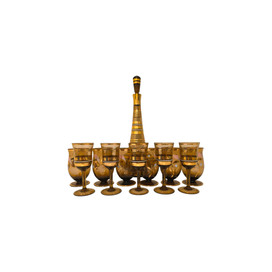 Bořské Sklo–export decanter set (1950s–60s),