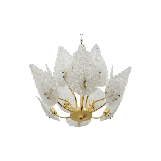 Murano Glass Chandelier with a Leaf Motif