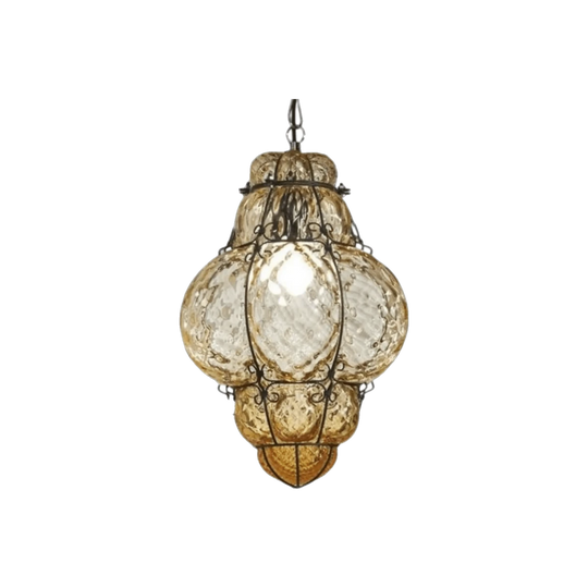 Hand Blown Italian Murano Caged Glass Pendant
