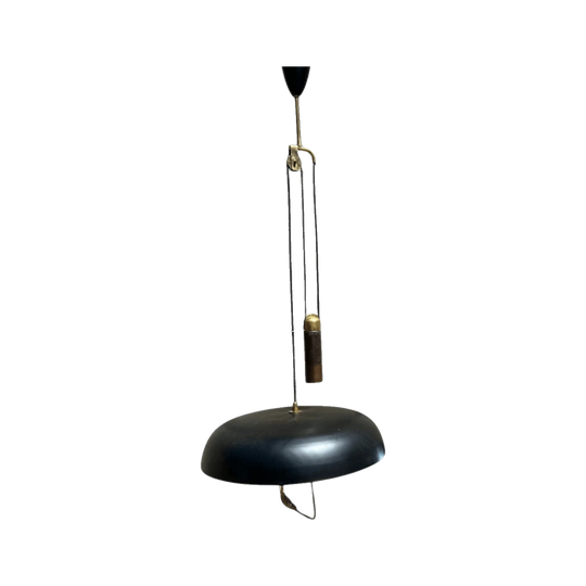 Stilux Milano Black Adjustable Pendant Light 1950s