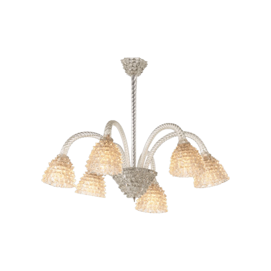 Vintage Barovier & Toso Rostrato Murano Glass Chandelier