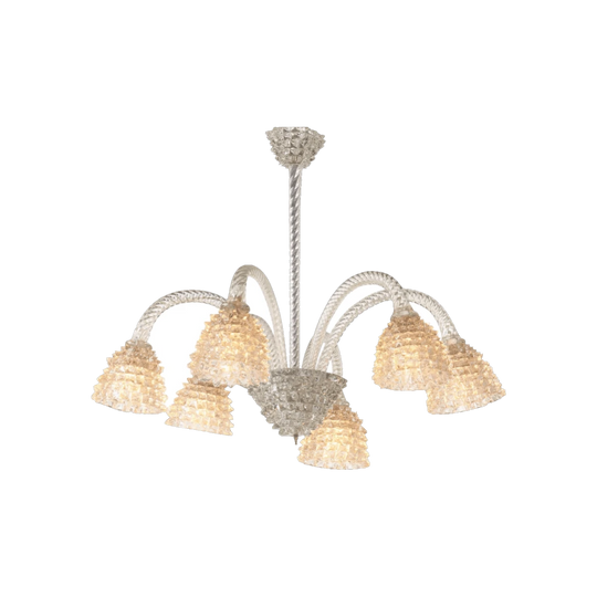 Vintage Barovier & Toso Rostrato Murano Glass Chandelier