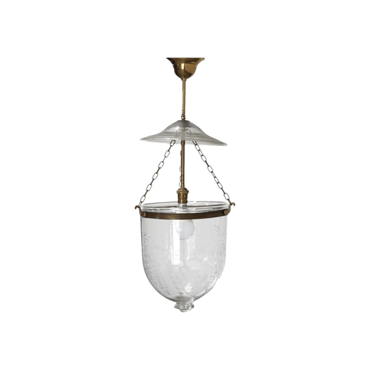 Glass Hundi Light Engraved With Grapes