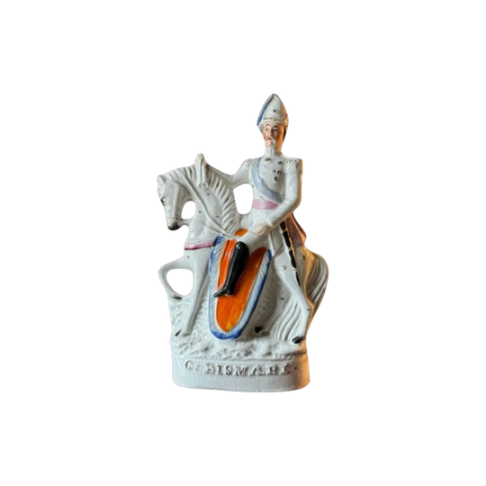 Late 19th Century Staffordshire Pottery Flatback Figure of G. Bismarck on Horseback