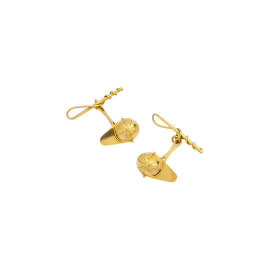 Gucci Equestrian 18ct Yellow Gold Cufflinks – Jockey Cap and Riding Crop, Italy, Vintage