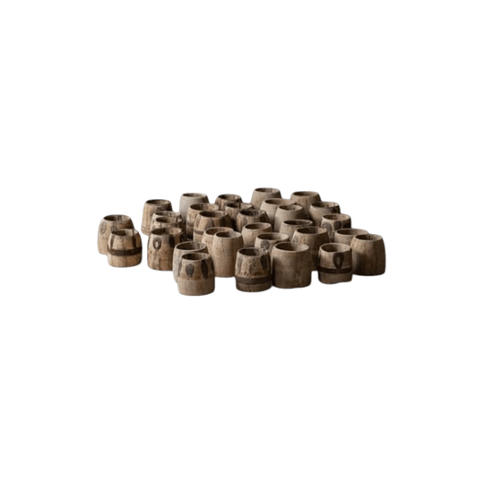 Bleached Vintage Indian Mana Pots – Hand-Carved Teak, Rajasthan