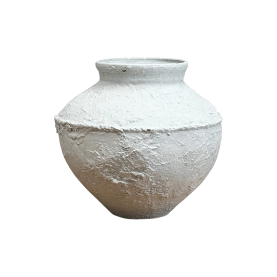 Banded White Terracotta Pot II