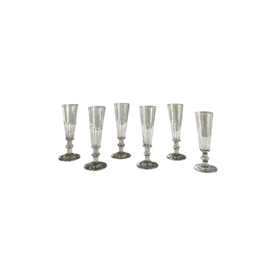 FRENCH HAND -CUT CHAMPAGNE FLUTES 1980 (SET OF 6)