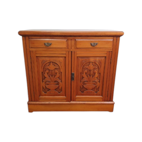Restored Antique Kauri Pine Sideboard, Edwardian/Federation Era with Hand-Carved Art Nouveau Panels