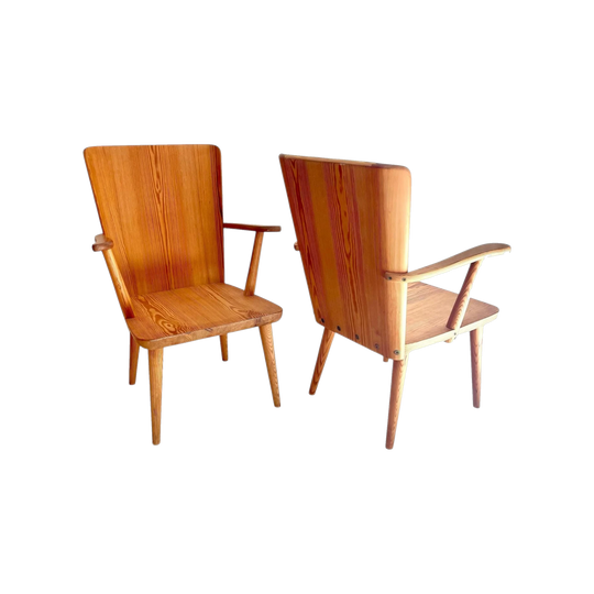Pair of 501 Pine Armchairs by Göran Malmvall for Karl Andersson & Soner, 1950s