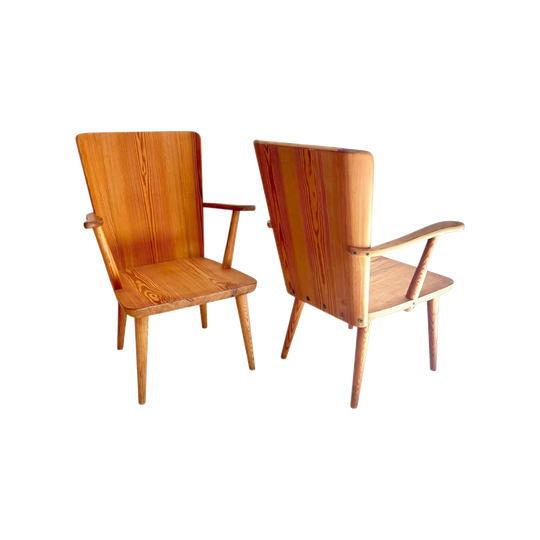 Pair of 501 Pine Armchairs by Göran Malmvall for Karl Andersson & Soner, 1950s