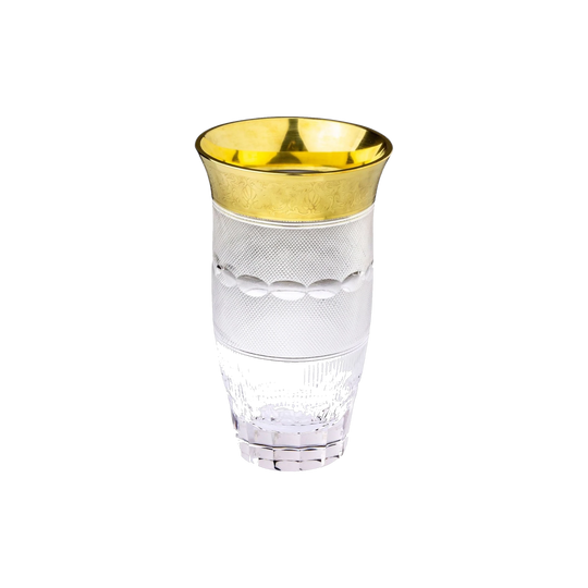 Moser Large Lead‑Free Crystal Vase, ‘Splendid’ Pattern with 24‑Karat Gilt Rim (Czech Republic, Post‑1992)