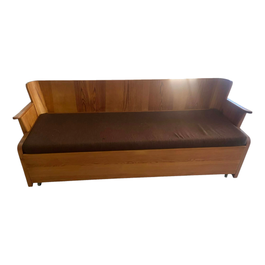 Göran Malmvall for Svensk Fur Mid-Century Swedish Nordic Pine Sofa with Trundle Bed, 1950s