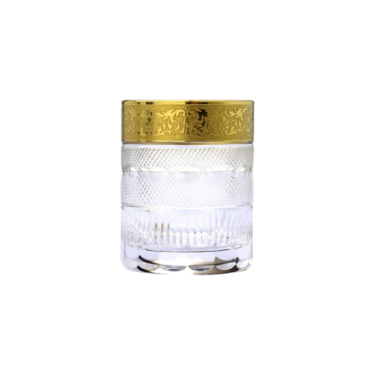 Set of Six Moser ‘Splendid’ Lead‑Free Crystal Shot/Liqueur Glasses with 24K Gilt Rims