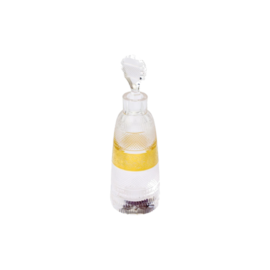 Moser Czech Crystal Perfume Bottle, ‘Splendid’ Pattern with 24 Karat Gilt Band (Post-1992)