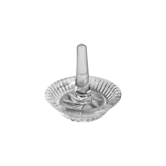 Vintage Yugoslavian Crystal Ring Holder with Petal-Form Base