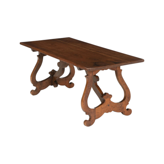 Early 20th Century Spanish Walnut Coffee Table / Side Table with Trestle Base