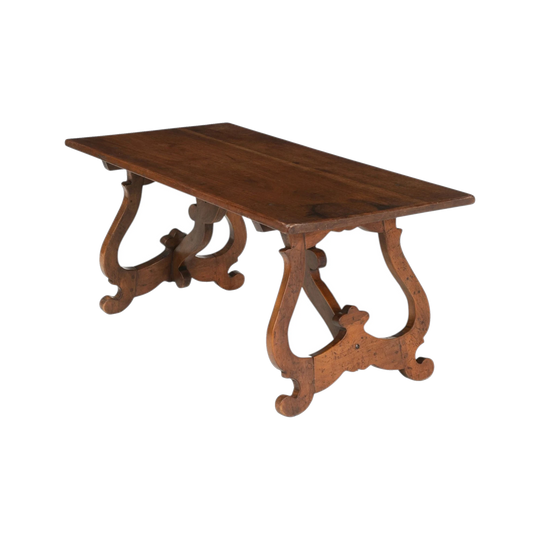 Early 20th Century Spanish Walnut Coffee Table / Side Table with Trestle Base