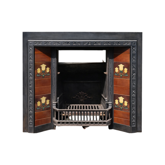 Victorian Cast Iron Tiled Fireplace