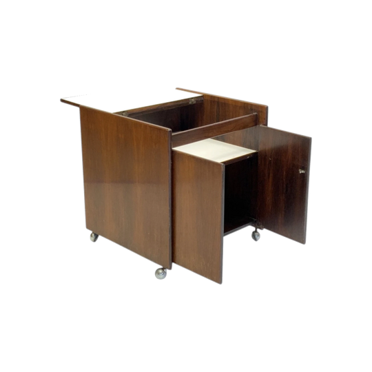 Sergio Rodrigues Brazilian Rosewood Mobile Bar Cabinet. Brazil. Eternity Collections