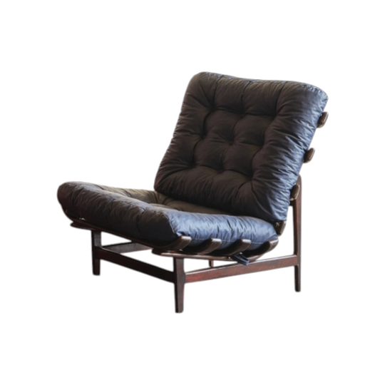 Brazilian Rosewood Armchair by Luiz Laufer for Moveis Pailar, Blue Upholstery, Brazil