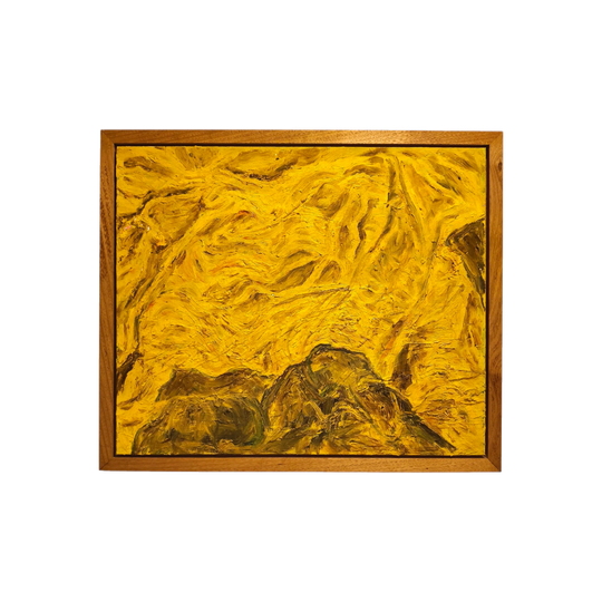 Original MCM textured abstract "A Yellow Mess" 1971 artist unknown.
