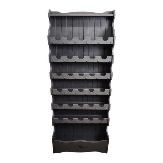 Freestanding Hand-Painted Wine Storage Unit in Annie Sloan Graphite with Matt Lacquer, 30-Bottle Capacity