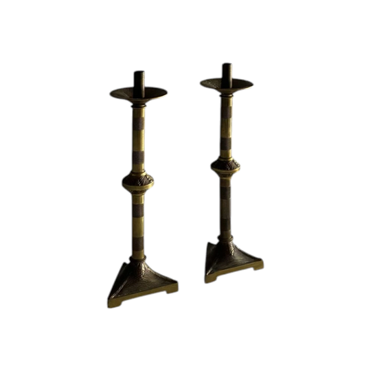 PAIR OF SOLID BRASS LATE 19TH CENTURY CANDLESTICKS