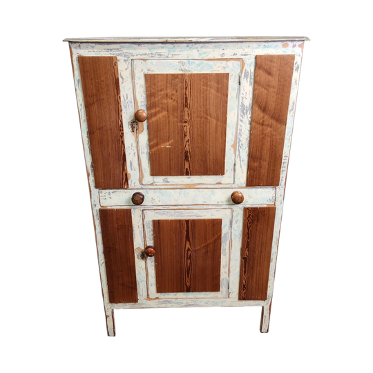 Rustic Painted Kitchen Dresser with Upper Cupboard Storage and Lower Open Shelving
