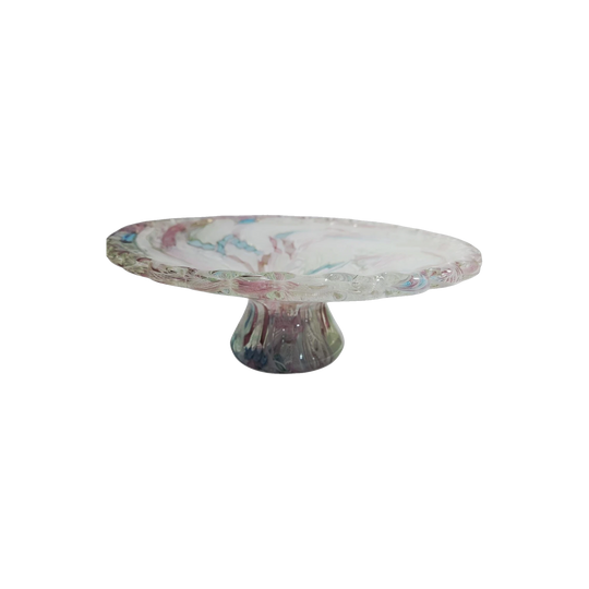 Fratelli Toso Murano Tutti Frutti Pedestal Comport with Latticino, Zanfirico and Gold Aventurine, 1950s