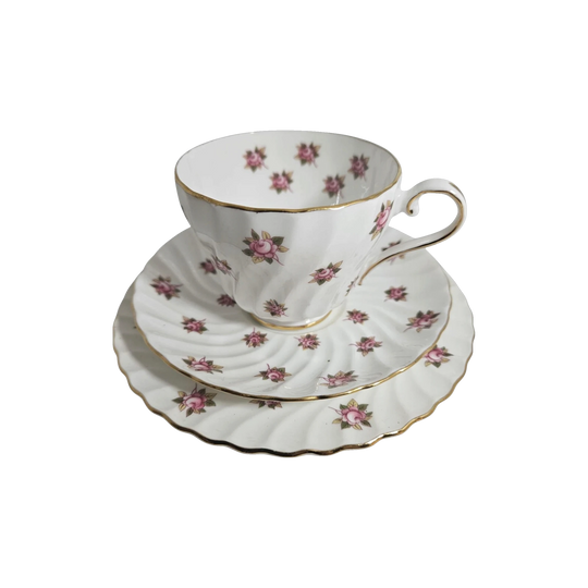 Vintage John Aynsley Hathaway Trio, Pink Rose Design, English Porcelain – Pattern AYNHAT
