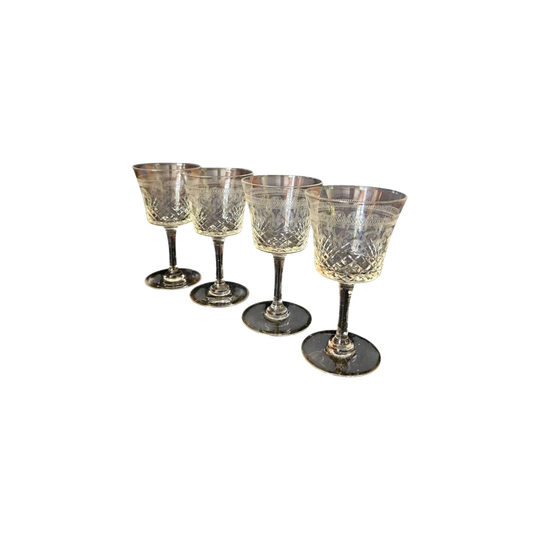 Antique Lady Hamilton Pall Mall Cut Crystal Liqueur Glasses, Set of 4 – 75 ml