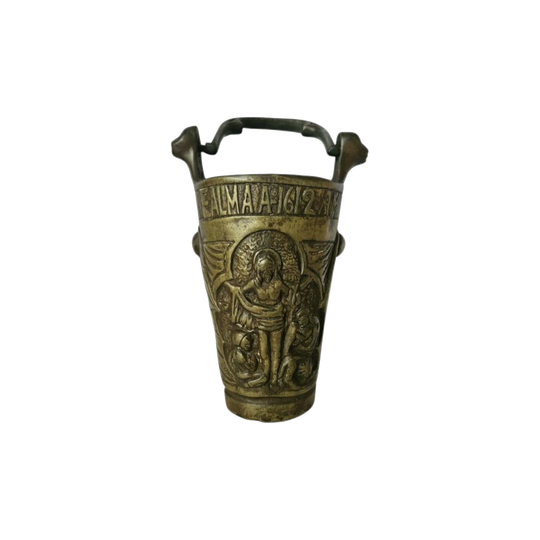 Rare Antique French Bronze Church Holy Water Vessel (Situla), 1800s