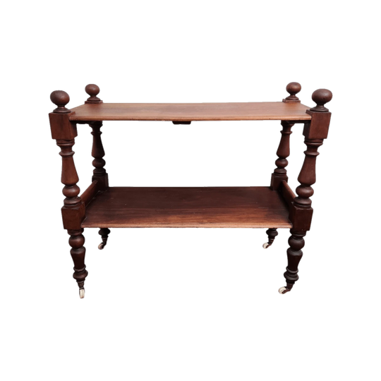 Antique Australian Cedar Two-Tier Display Trolley with Turned Legs