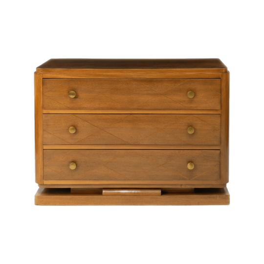 Late Art Deco French Curved Three-Drawer Commode, c. 1950