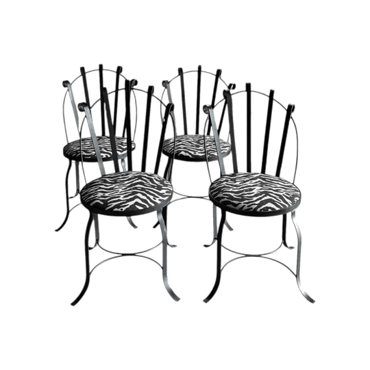 SET OF FOUR IRON DINING CHAIRS