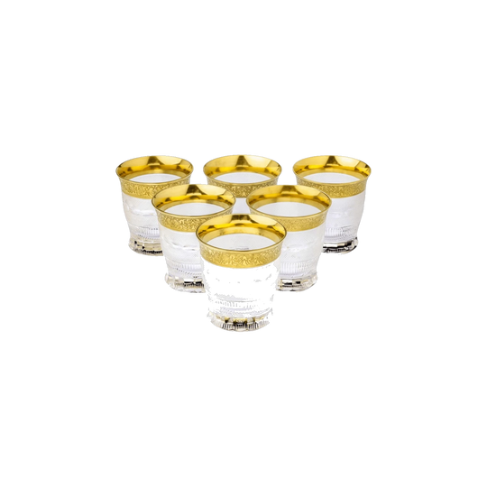 Moser 'Splendid' Lead‑Free Crystal Tumblers, Set of Six, 24‑Karat Gilt Band, c. 1992