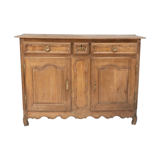 Louis XVI Bleached Oak Buffet with Hand-Carved Fronts and Gilt Brass Handles