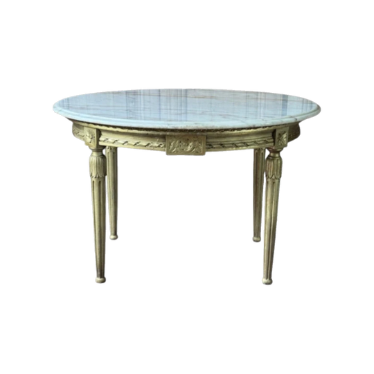 Vintage Gilt Louis XVI Style Coffee Table with Solid Marble Top