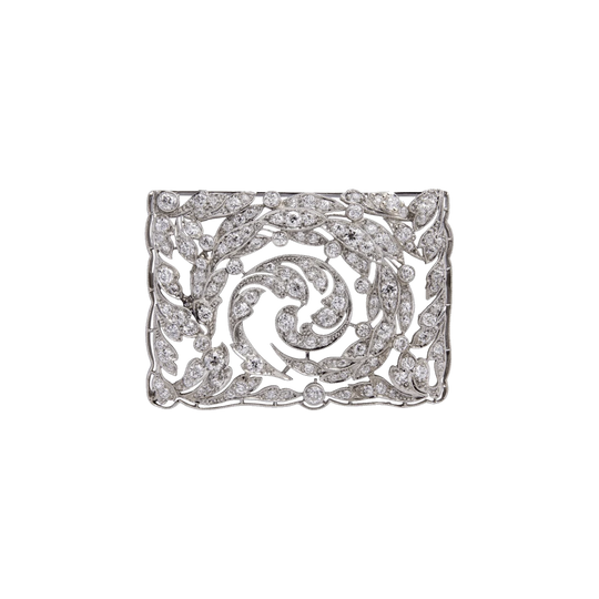 Edwardian Platinum Diamond Wreath Plaque Brooch, Old European Cut, 5.00 Carat