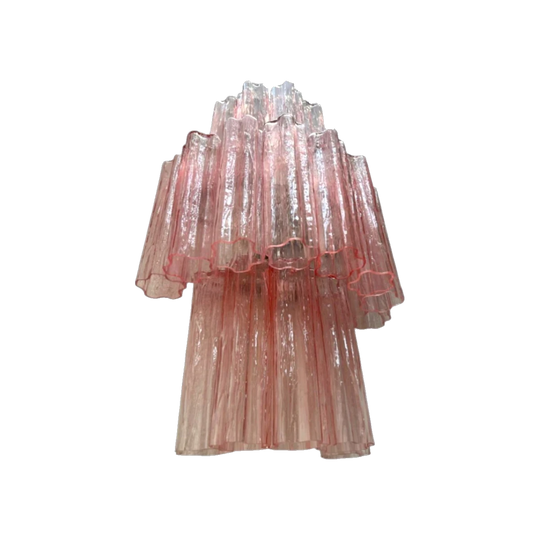 Venini Tronchi Murano Glass Wall Sconce, Pink, 18 Tubes, Vintage Metal Frame