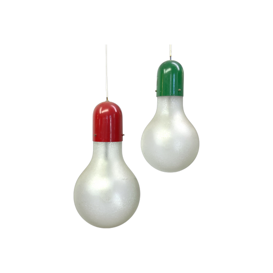 Italian Murano Glass Oversized Light Bulb Shaped Pendant Lights