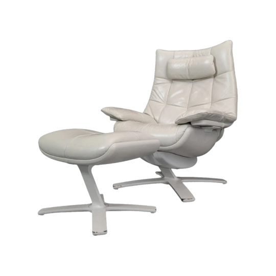 Natuzzi Italia Re-Vive Quilted Leather Reclining Armchair and Ottoman